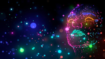 Vector face of a girl at a party with glow paint makeup © lidiia