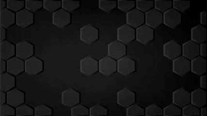 Abstract black surface with embossed hexagons