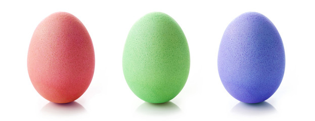 Colored easter eggs isolated on white background