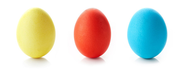 Colored easter eggs isolated on white background