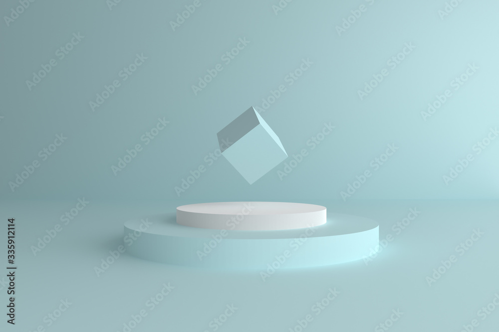 Poster abstract minimal mock up scene. modern pastel color geometric shapes. 3d render abstract background