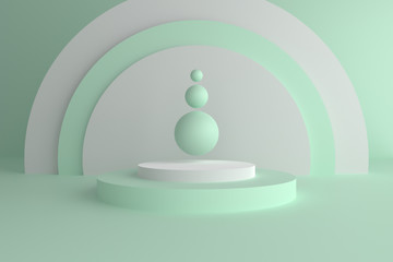 Abstract minimal mock up scene. Modern pastel color geometric shapes. 3d render abstract background