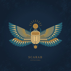 Scarab beetle symbol of the ancient Egyptians. - obrazy, fototapety, plakaty