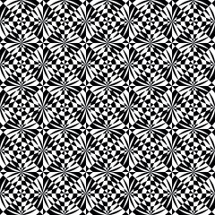 Fototapeta premium Black and white, monochrome abstract geometric shapes pattern, seamless wallpaper background.