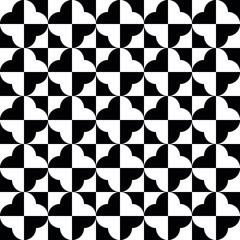 Black and white, monochrome abstract geometric shapes pattern, seamless wallpaper background.