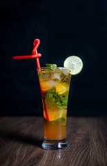 cocktail with lime and ice