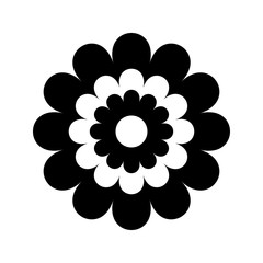Black flower icon, vector in silhouette isolated on white. cartoon style