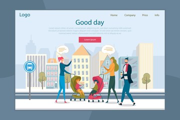 Happy Family Walk on Street Landing Page Design