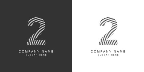 2 logo. 2 number icon. Vector illustration.