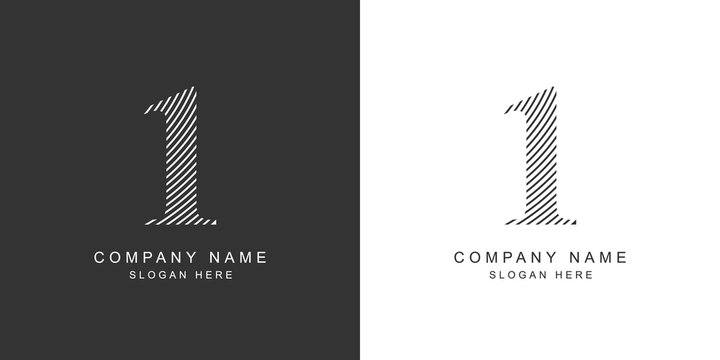 1 logo. 1 number icon. Vector illustration.