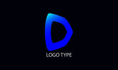 D Logo Design Blue Color Gradient on Dork Blue Background
