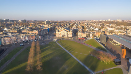 Fototapeta na wymiar Aerial view on museum square in Amsterdam