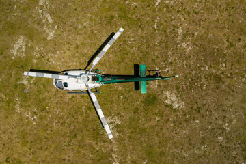 Aerial overhead photo of a helicopter © Felix Mizioznikov