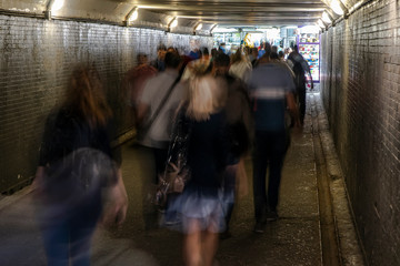 the flow of people in the underpass,