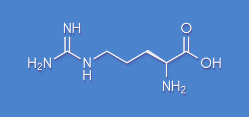 Arginine (L-arginine, Arg, R) amino acid molecule. Skeletal formula.