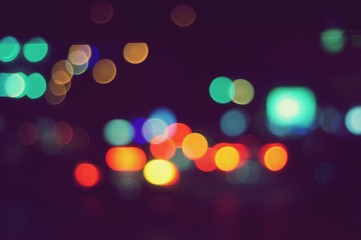 Abstract Defocused Circular Bokeh of city street lights bokeh for background