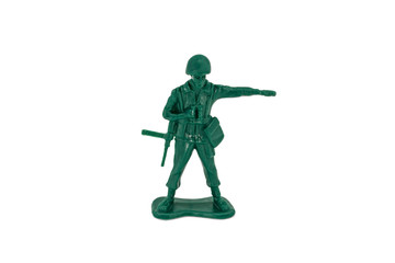 Green toy soldiers on white background. Soldier one on six models. (1/6) Picture nine on sixteen viewing angles. (09/16)