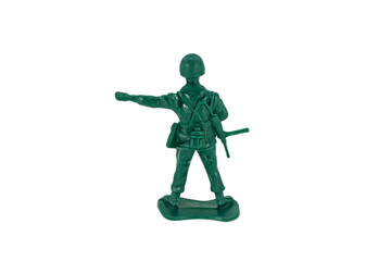 Green toy soldiers on white background. Soldier one on six models. (1/6) Picture thirteen on sixteen viewing angles. (13/16)