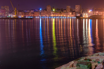 Fototapeta na wymiar reflections of the city when night falls