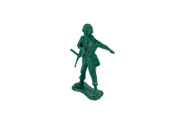 Green toy soldiers on white background. Soldier one on six models. (1/6) Picture sixteen on sixteen viewing angles. (16/16)