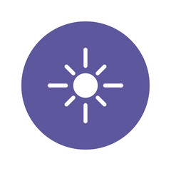 Weather pictogram. Forecast icon. Shining sun symbol. Sun with sun rays shines. Negative with circle background.