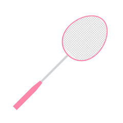 Vector flat cartoon pink badminton racket isolated on white background