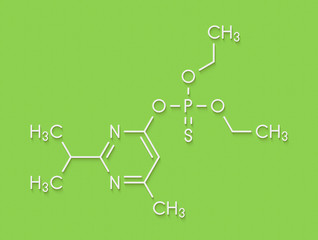 Diazinon (dimpylate) organophosphate insecticide molecule. Skeletal formula.