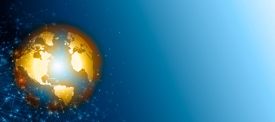 Best Internet Concept of global business. Globe, glowing lines on technological background. Wi-Fi, rays, symbols Internet, 3D illustration