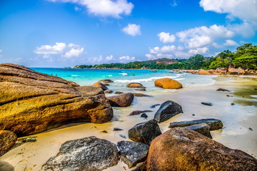 The Beach Anse Lazio at Praslin, Seychelles Islands, Indian Ocean, Africa