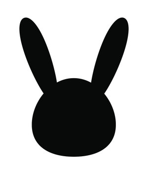 Vector flat black rabbit bunny head silhouette isolated on white background