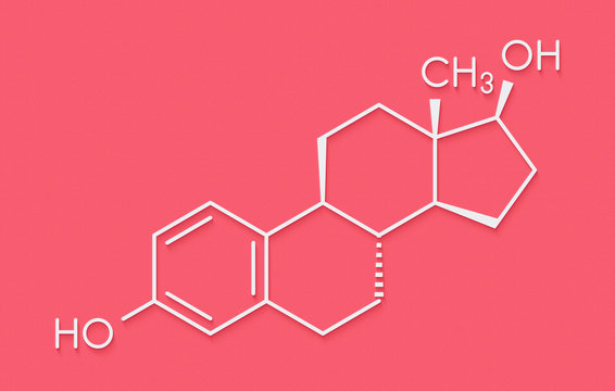 Estradiol (estrogen) Female Sex Hormone Molecule. Skeletal Formula.