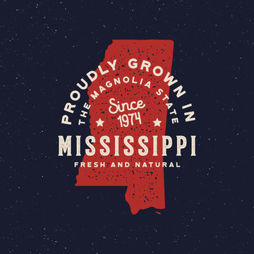 local farm retro grunge badge. homegrown in mississippi