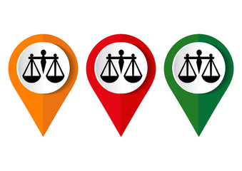  Black Justice scale icon on white background. Vector illustration.