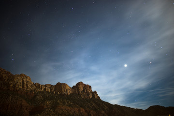 Obraz na płótnie Canvas moon over the mountains,Astro Zion 