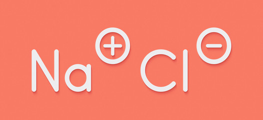 Sodium chloride (rock salt, halite, table salt), chemical structure.