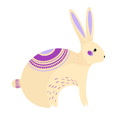 Cute rabbit. Vector cartoon illustration. Hand drawn. T-shirt print design. Baby shower card