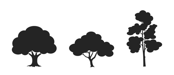 tree icon set. nature and environment design element. silhouette vector images