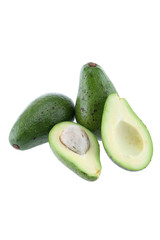 Avocado half cut isolated on white Clipping Path. Professional food photography