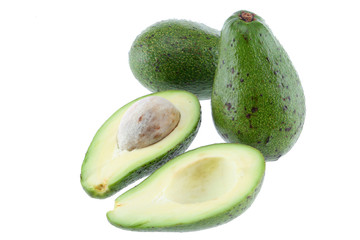 Avocado half cut isolated on white Clipping Path. Professional food photography