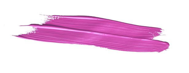 Red colored brush stroke paiting over isolated background, canvas watercolor texture, pink lipstick smudge