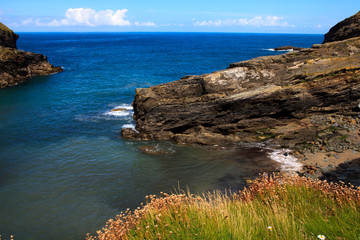 Tintagel (England), UK - August 10, 2015: Tintagel coastline, Cornwall, United Kingdom.