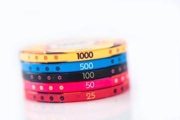 poker chips on a white background