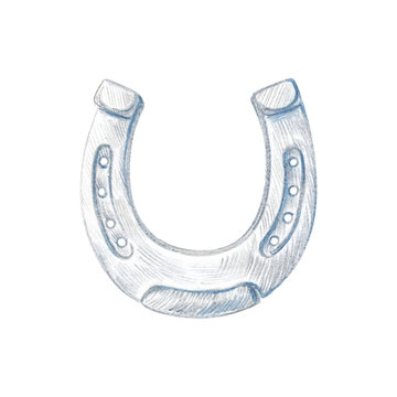 Metal horseshoe good luck symbol isolated on white background.