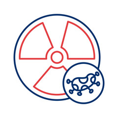 nuclear symbol with covid 19 particle line style