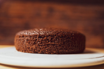 still life of a brownie with wooden background
