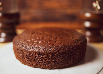 still life of a brownie with wooden background
