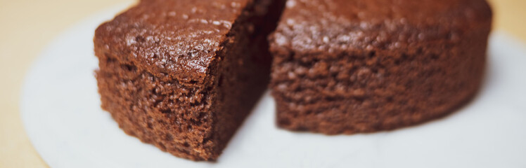 still life of a brownie with wooden background
