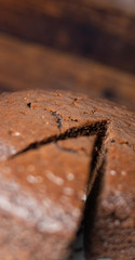 still life of a brownie with wooden background
