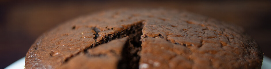 still life of a brownie with wooden background
