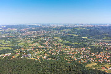 Amazing panorama from Avala Tower near city of Belgrade